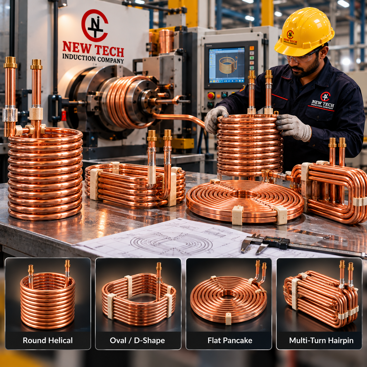 Custom Coil Geometries — OFHC copper induction coil